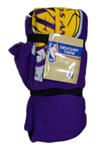 NBA Sweatshirt Throw Blanket Basketball Los Angeles Lakers Purple Yellow... - $37.99