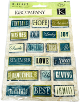 20 Word Stickers Blues Greens Crafts Greeting Cards Scrapbooking New K&amp;C... - $14.50