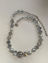 Faceted Clear Glass Beaded and Faux Pearl Chunky Necklace Sparkle Crystal - £10.10 GBP