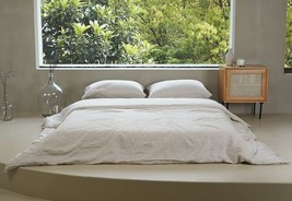 Linen Natural Duvet Cover Queen King Twin Size Room Duvet Bedding Set - Button - £24.38 GBP+