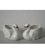 2 piece set lot 3.5&quot; Japan swan figurines toothpick holders serving dish ~B - $13.72 CAD
