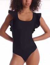 Commando neoprene square neck ruffle bodysuit in Black - size XS - £85.09 GBP