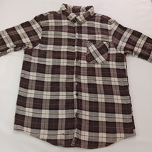 Stanley Flannel Button Shirt  Brown & White Plaid Long Sleeve - Size Men's  L image 11