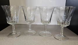Vintage Clear Crystal Footed Wine Glasses Made in France Set of 4 - $23.33