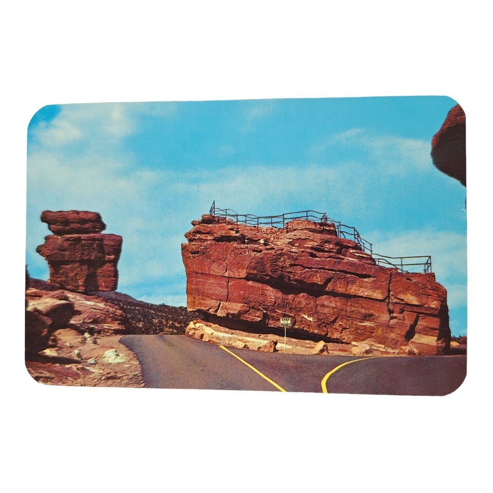 Postcard Balanced And Steamboat Rocks Garden Of The Gods Pikes Peak Colo... - $4.84