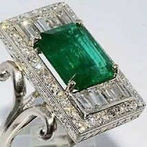 Vintage Emerald Groene Zirkonia Ring Rhinestone Statement Grote vierkante  - $27.97
