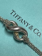 Tiffany &amp; Co. Infinity Double Chain Necklace 16&quot; Silver 925 pendant gift... - £83.96 GBP