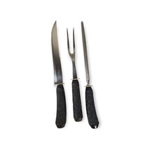Vintage EKCO Eterna Black Antler Handled Meat Fork Knife  Kitchen Utensil Set - £15.24 GBP