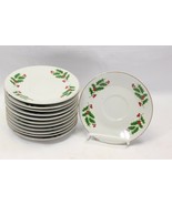 Venture Holiday Wishes Holly Saucers Christmas Lot of 12 Xmas - $20.61 CAD