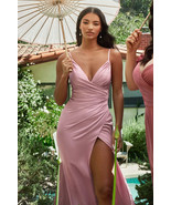Adorable Satin Gala Prom &amp; Bridesmaid dress: V-neck, open back, ruched b... - £117.12 GBP