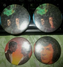 3 vintage homemade Buttons Pins Star Trek 44mm diameter - £7.58 GBP