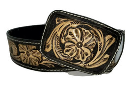 cinto belt hand tooled cincelado 100% leather brown 42 Mexico new NN - $99.95