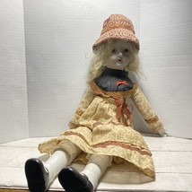 Vintage Porcelain Doll With Hat 19” Tall Pre-Owned See Description - £13.73 GBP