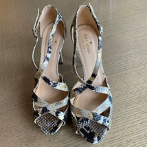 Euc Kate Spade New York Black, Gray, Gold Snakeskin High Heel Sandals Sz 7.5 - £62.17 GBP