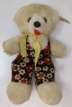 Vintage 1970s St Louis Zoo Teddy Bear Flower Print Hippie Mod Groovy Plush MCM - £27.04 GBP