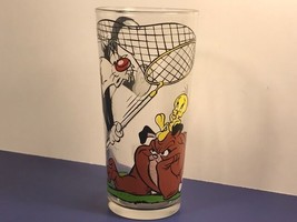 TWEETY BIRD SYLVESTER NET DOG 1988 GLASS PEPSI MUG CUP WARNER VTG LOONEY... - $14.84