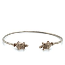 Vintage Sterling Silver Two Detailed Sea Turtle Accent Cuff Bracelet size 6 1/2 - £37.98 GBP