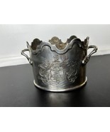 Vintage Silverplate Engraved Crest Wine Champagne Bottle Bucket Caddy Ca... - £65.02 GBP