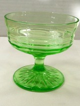 Green Uranium Vaseline Depression Glass Sherbet Ice-cream Dessert footed Cup - £27.26 GBP