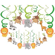 30 Pcs Jungle Animals Hanging Swirl Decorations Safari Party Swirls Streamers Ha - £12.70 GBP