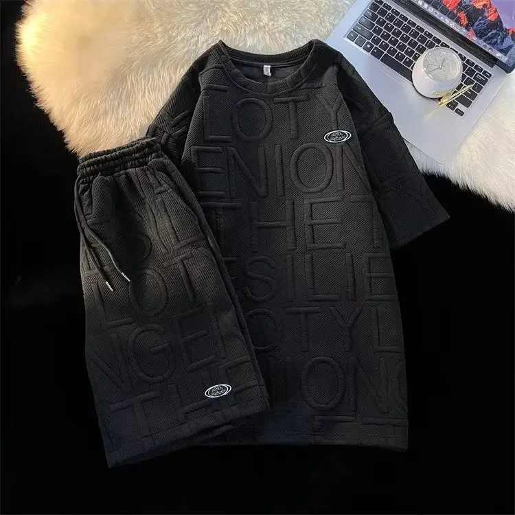  Men Sportswear Trendy Casual Suit Men Summer Set Track Suits Shirts+Sho... - $47.86 CAD