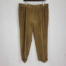 JoS A Bank Corduroy Pants Mens 38x30 Gold Brown Pleated Chino Cuffed  - $21.19