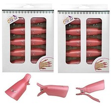 2Pks High Quality Pink Acrylic Uv Gel Polish Remover Clip Cap Manicure Tool - £15.14 GBP