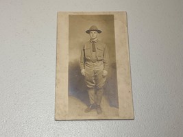 WW1 US Army Photo AZO 1904-18 Era Unused Postcard RPPC Young Soldier In ... - £19.29 GBP