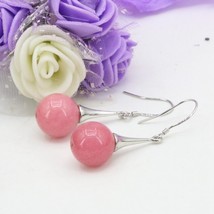 New natural stone pink rhodochrosite 12mm round beads chalcedony jades dangle ea - £6.60 GBP