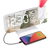 Projection Alarm Clock Digital Radio Alarm Clock With Mirror Surface Usb Charger - £28.43 GBP