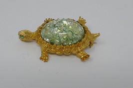 Dodds 11 W 30 St Inc Green Art Confetti Glass Tortoise Turtle Brooch Pin - £24.98 GBP