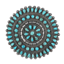 Large Vintage Zuni sterling Natural turquoise cluster pin - £515.02 GBP