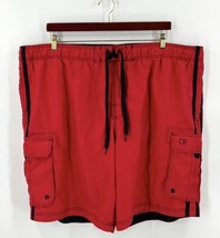 OP Swim Trunks Mens Size 3XL Red Black Cargo Pockets Mesh Liner Shorts  - £19.47 GBP