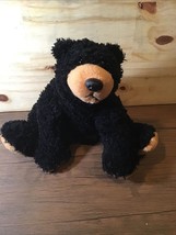 Fiesta 8&quot; Black Sitting Patch Bear stuffed Animal Toy - £6.36 GBP