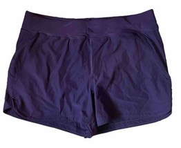 Lands End Swim Shorts Womens Size 14 Purple Solid Built In Briefs Pockets NEW - £27.30 GBP