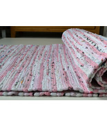 Rag Rug Runner 100% Cotton Chindi Handmade Eco Indian Natural Pink 60x18... - £47.93 GBP