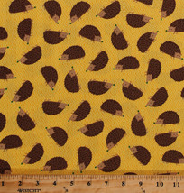 Hedgehogs Woodland Animals Nature Yellow Kids Cotton Fabric Print BTY D766.53 - £8.75 GBP