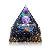 GEHECRST Pirámide de órgano de esfera de cristal curativo de amatista con piedra - £49.40 GBP