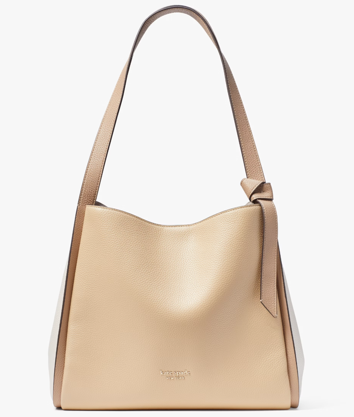 NWB Kate Spade Knott Large Shoulder Purse Beige & White Leather K4385 Gift Bag F