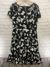 RSVP By Talbots Dress Womens Sz 10 Black White Floral Print Butterflies  - £19.75 GBP