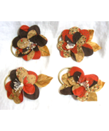 Vintage Lot of 4 Decorative Fall Colors Floral Design Napkin Ring Holder... - €29,54 EUR