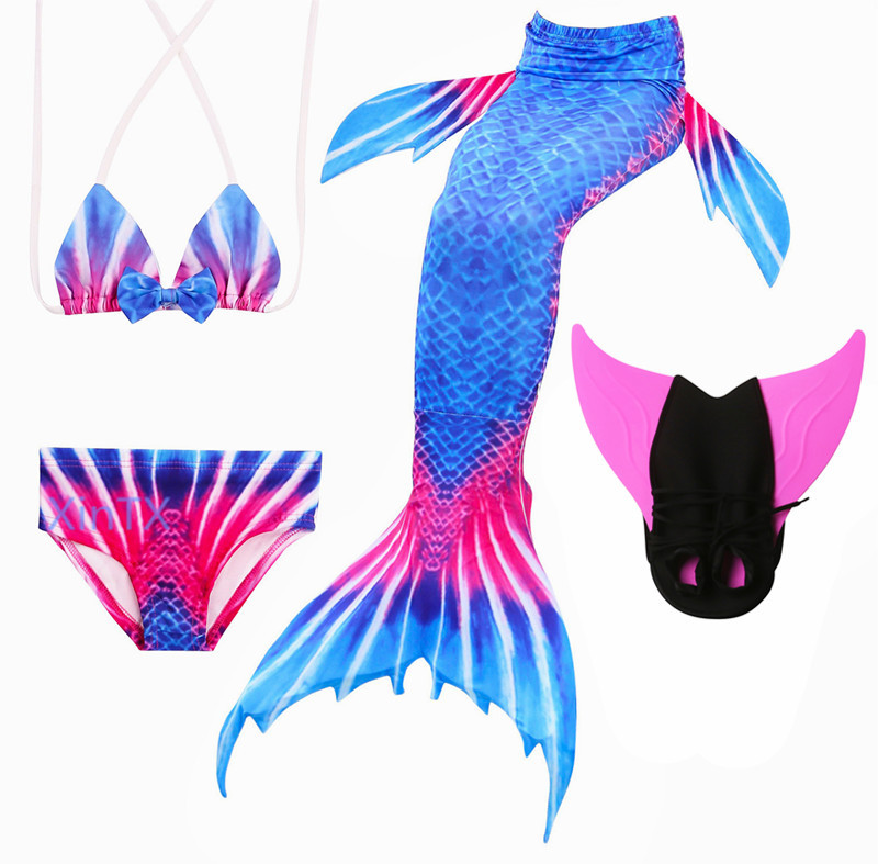 HOT!Kids Mermaid Tail With Monofin Fancy Girl Swimsuit Bikini Costume Beach Wear