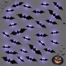 Halloween Led Bats Decoration Pvc Bat Night Light 3D Glowing Bat Led Wall Decor  - £23.72 GBP