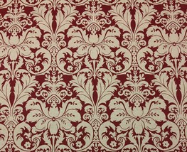Designer Large Floral Red Damask Furniture Drapery Designer Fabric By Yard 54&quot;W - £7.78 GBP