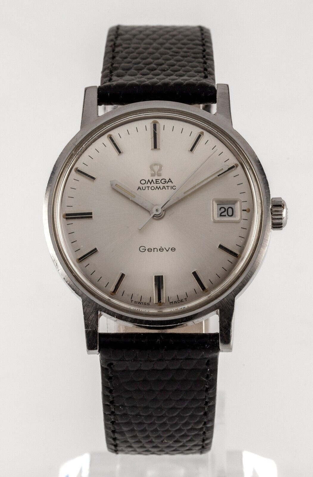 Omega Men's Stainless Steel Automatic Geneve Watch w/ Date Leather Band 565 - £1,391.85 GBP