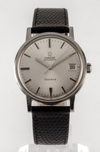 Omega Men&#39;s Stainless Steel Automatic Geneve Watch w/ Date Leather Band 565 - £1,401.77 GBP