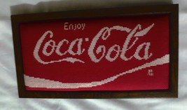 Enjoy Coca Cola Needle Point In Wood Frame - £25.31 GBP
