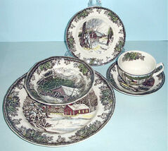 Johnson Brothers Friendy Village 5 Piece Place Setting Rustic Scenes New... - $62.90