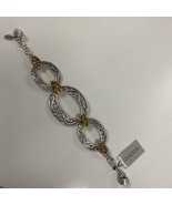 CHICO&#39;s Bracelet Two Tone Filigree Gold &amp; Silver w Crystals Magnetic Clo... - £12.57 GBP