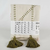 Ikea Hervor Cushion Cover Size 20&quot;x20&quot; Cotton Hand Made Beige Green Tass... - $21.77